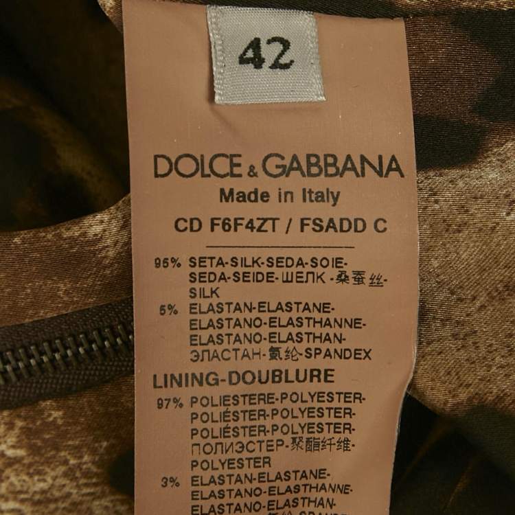 Pre Owned Dolce & Gabbana Brown Leopard Print Silk Midi Dress M