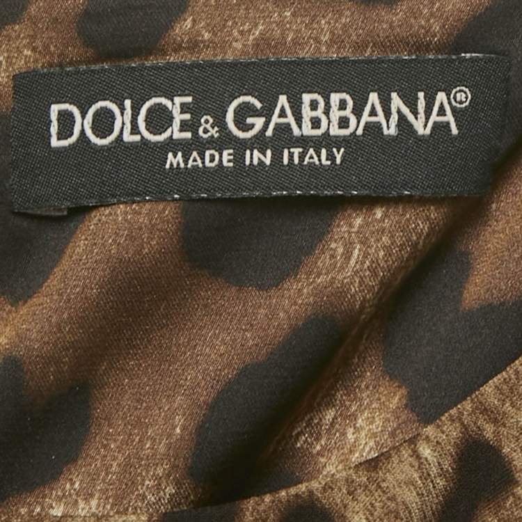 Pre Owned Dolce & Gabbana Brown Leopard Print Silk Midi Dress M