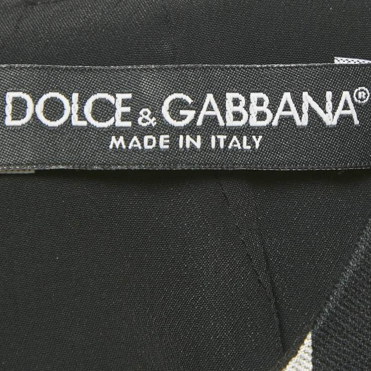 Pre Owned Dolce & Gabbana Black/Grey Striped Cotton Blend Mini Dress XS