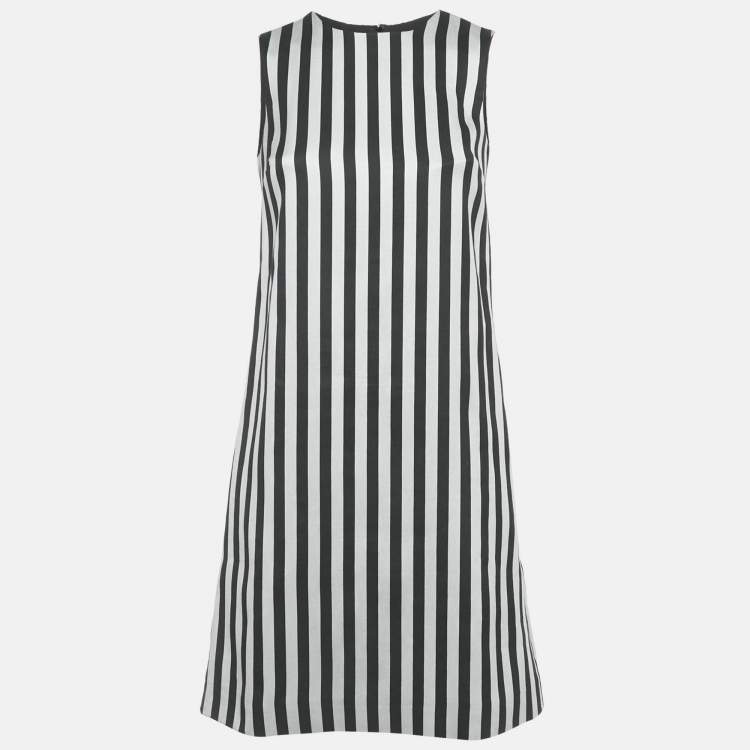 Pre Owned Dolce & Gabbana Black/Grey Striped Cotton Blend Mini Dress XS
