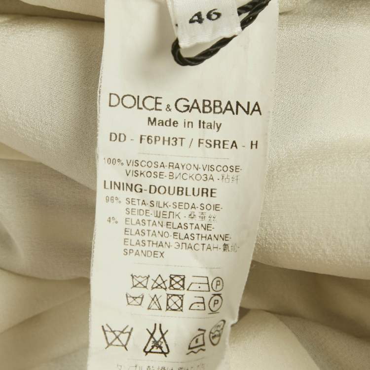 Pre Owned Dolce & Gabbana Black/White Stripe Crepe Midi Dress L