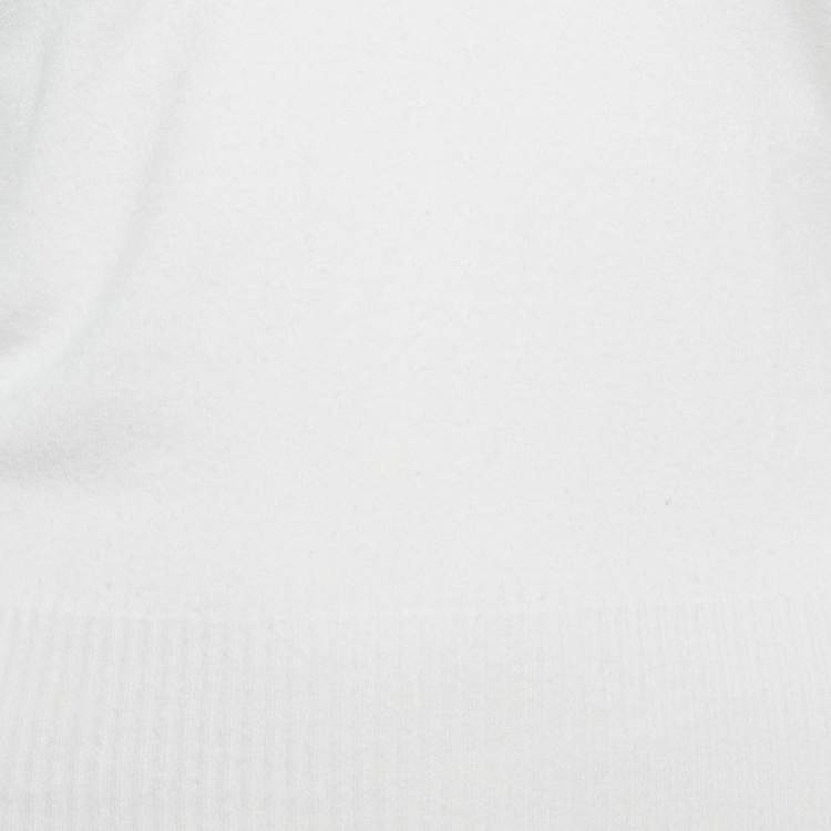 Pre Owned Dolce & Gabbana White Knit V-Neck Crop Sweatshirt S