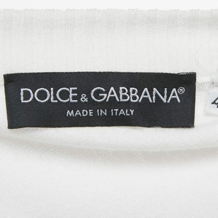 Pre Owned Dolce & Gabbana White Knit V-Neck Crop Sweatshirt S