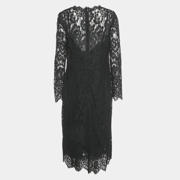 مملوكة مسبقًا  Dolce & Gabbana Black Lace Midi Dress XL