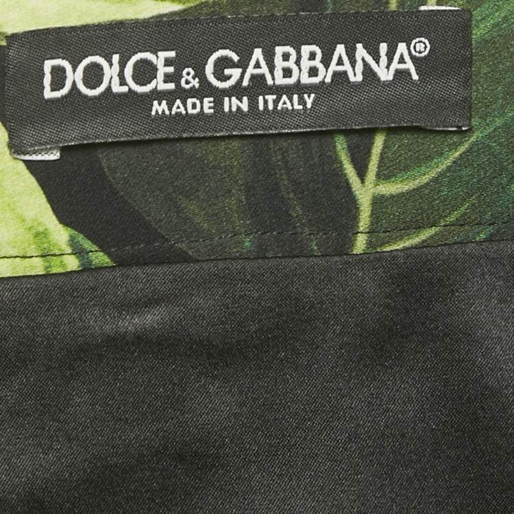 Pre Owned Dolce & Gabbana Black Rose printed Silk Pencil Skirt L