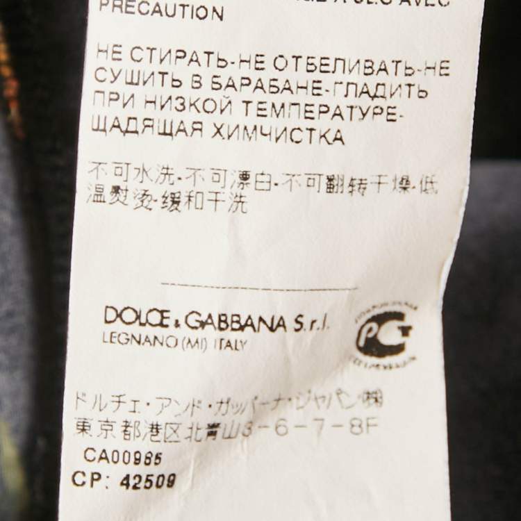 Pre Owned Dolce & Gabbana Black  Printed Silk Mini Dress M