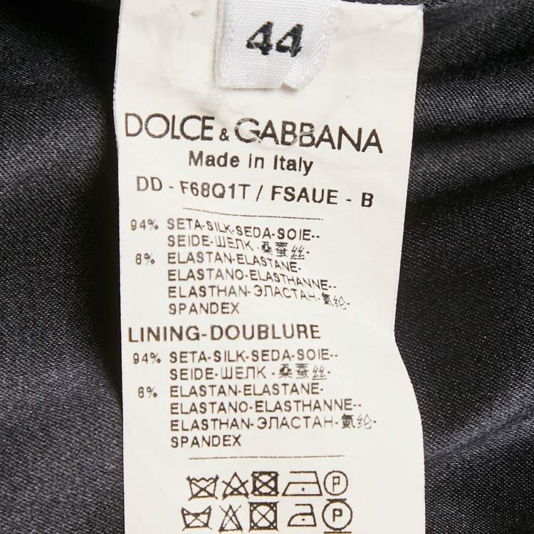 Pre Owned Dolce & Gabbana Black  Printed Silk Mini Dress M