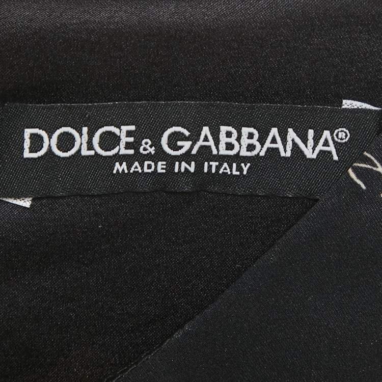 Pre Owned Dolce & Gabbana Black  Printed Silk Mini Dress M