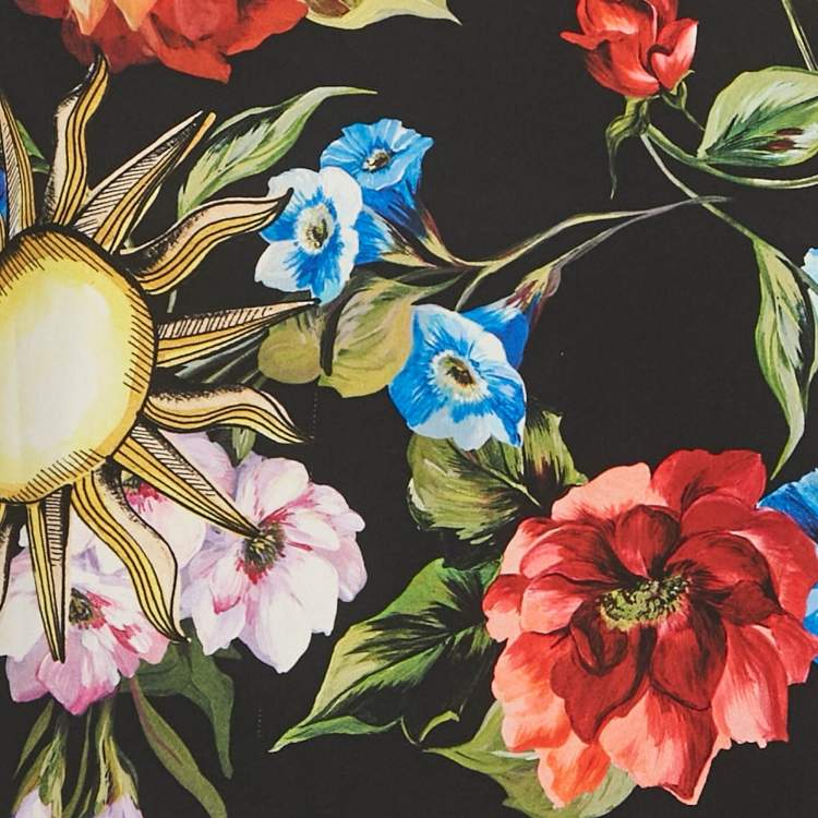 Pre Owned Dolce & Gabbana Black  Printed Silk Mini Dress M