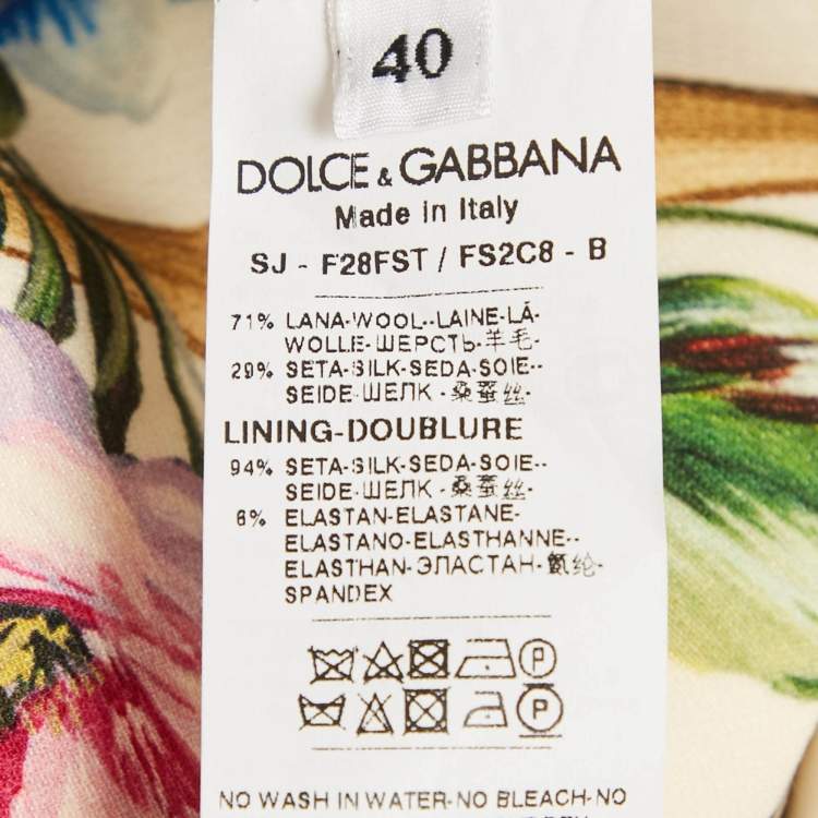 Pre Owned Dolce & Gabbana Cream Floral Printed Crepe Button Front Jacket S
