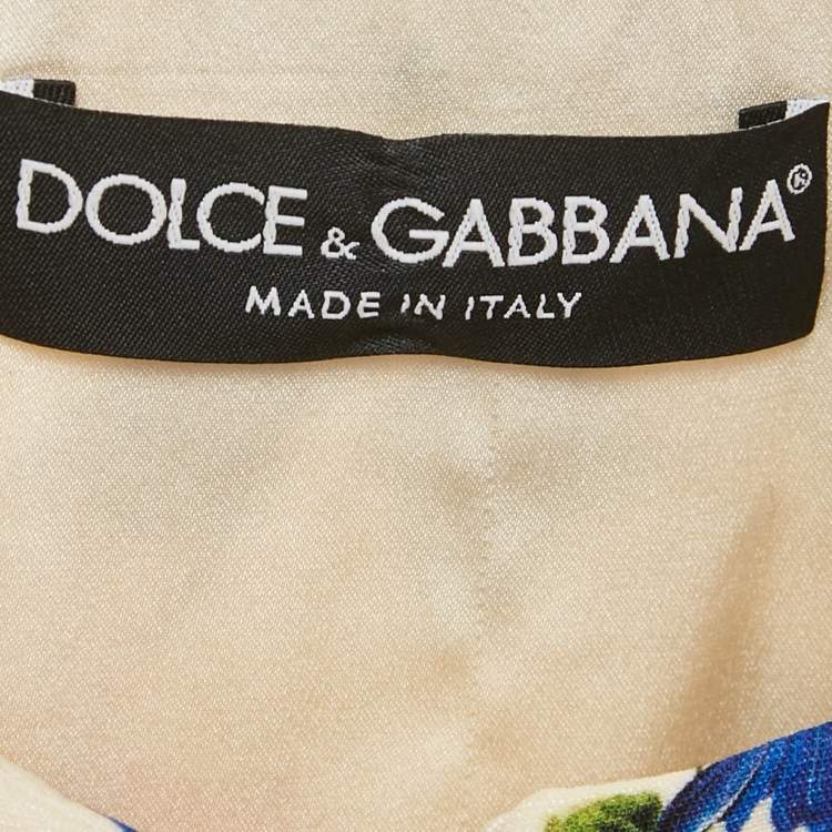 Pre Owned Dolce & Gabbana Cream Floral Printed Crepe Button Front Jacket S