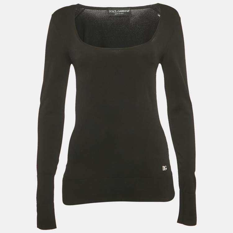 Pre Owned Dolce & Gabbana Black Long Sleeve Stretch Top M