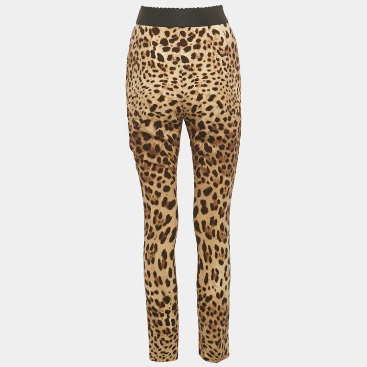 Pre Owned Dolce & Gabbana Brown Animal Printed Silk Pants S