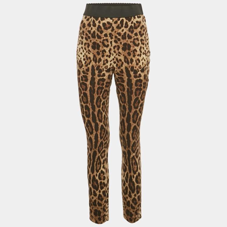 Pre Owned Dolce & Gabbana Brown Animal Printed Silk Pants S