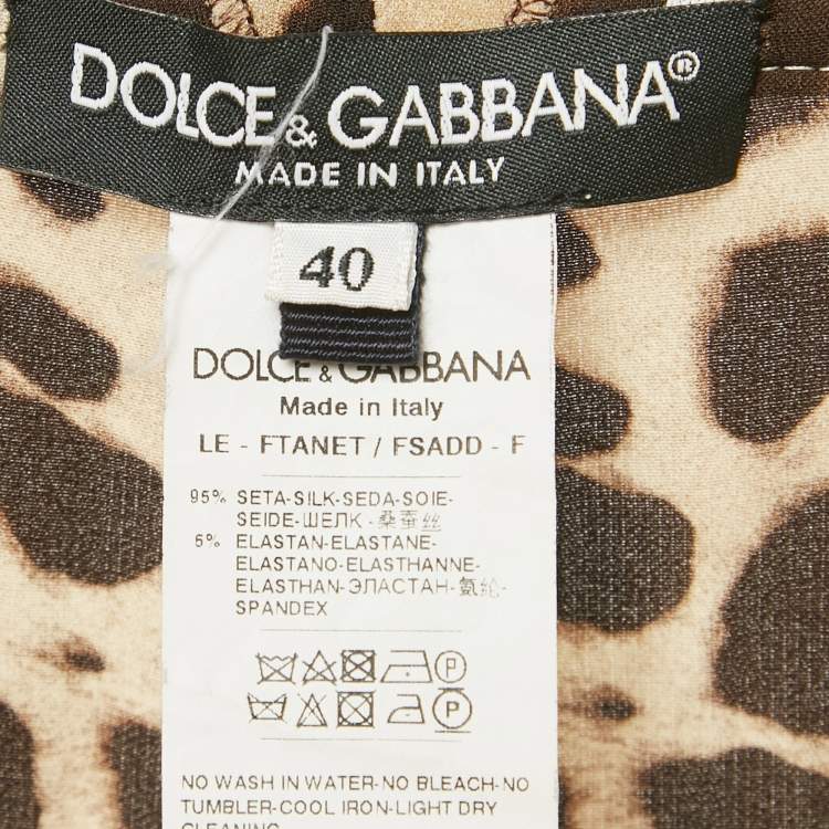 Pre Owned Dolce & Gabbana Brown Animal Printed Silk Pants S