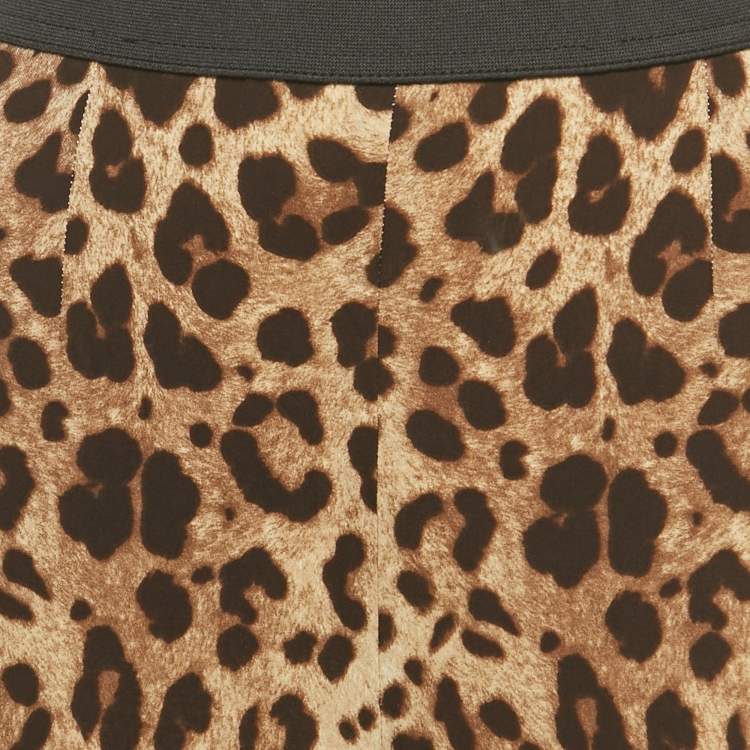Pre Owned Dolce & Gabbana Brown Animal Printed Silk Pants S