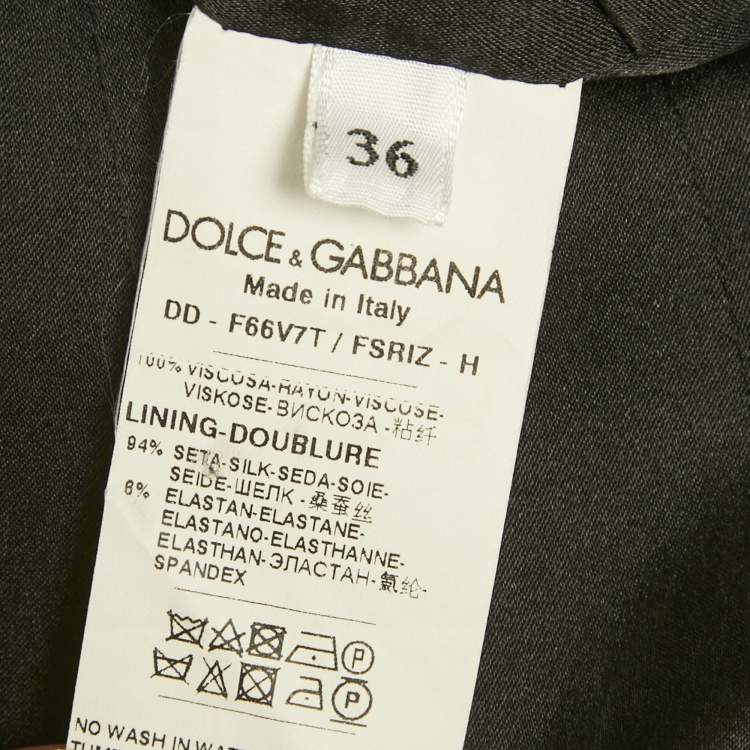 Pre Owned Dolce & Gabbana Black Printed Silk Midi Dress XS