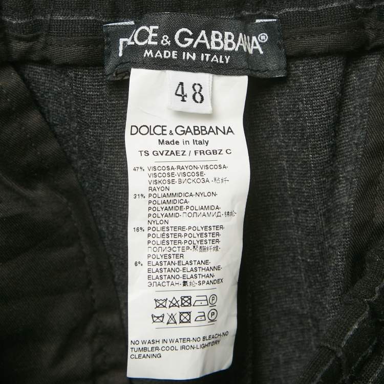 Pre Owned Dolce & Gabbana Black Pinstripe Jersey Jogger Pants L