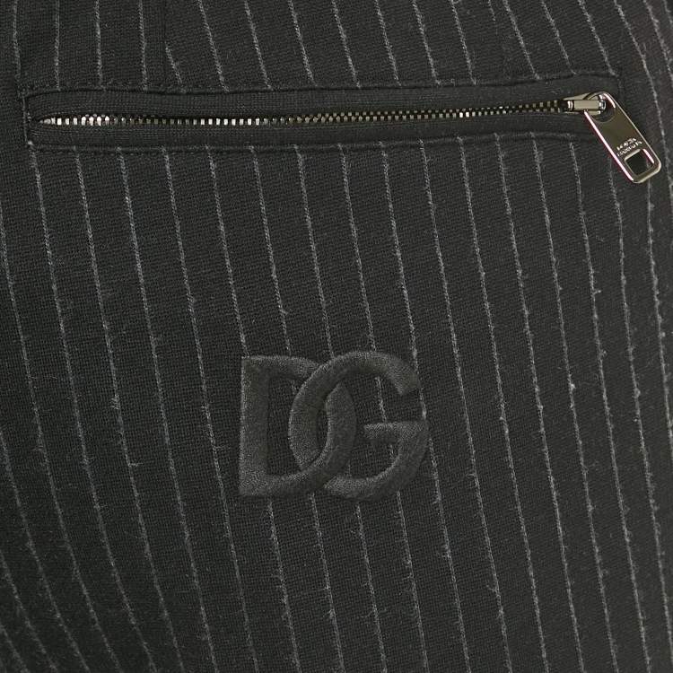 Pre Owned Dolce & Gabbana Black Pinstripe Jersey Jogger Pants L
