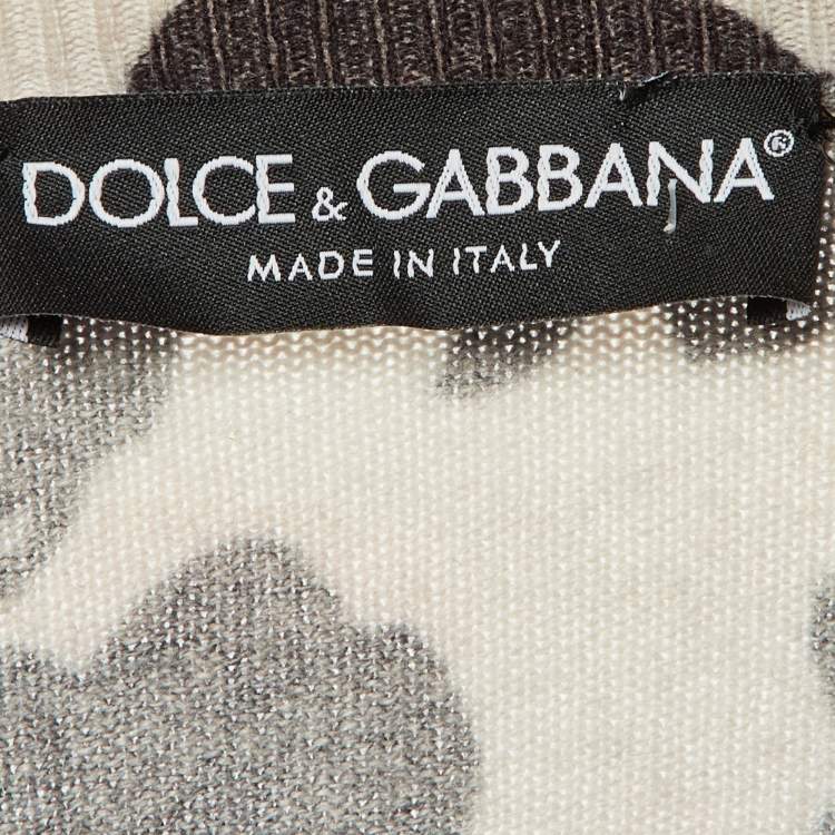 Pre Owned Dolce & Gabbana Beige Floral Wool Blend Jumper M