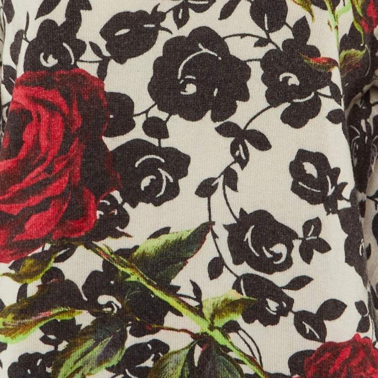 Pre Owned Dolce & Gabbana Beige Floral Wool Blend Jumper M