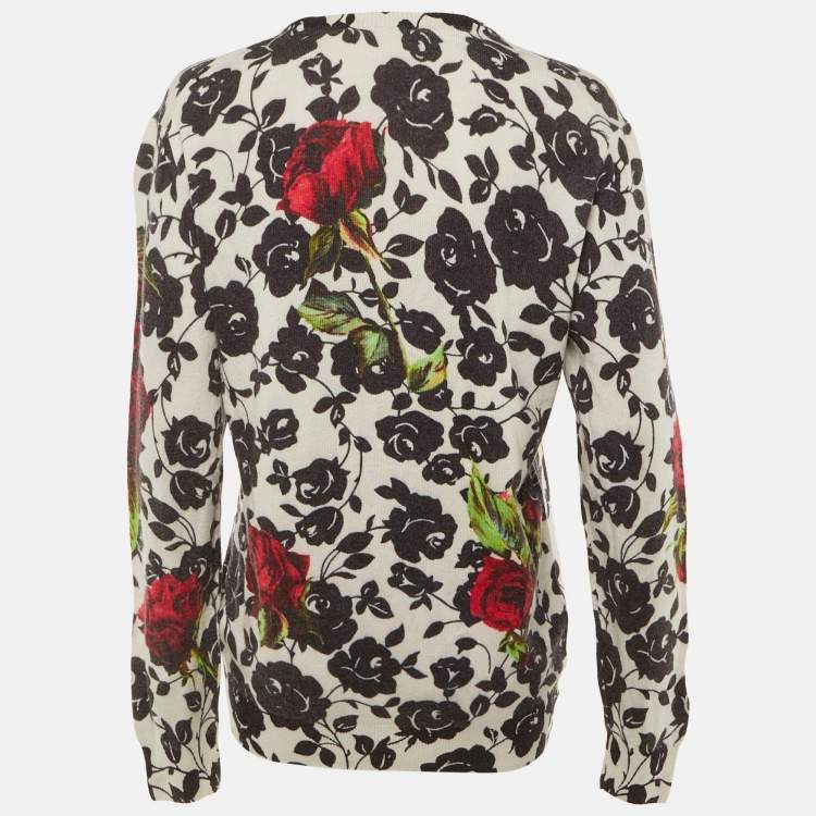 Pre Owned Dolce & Gabbana Beige Floral Wool Blend Jumper M