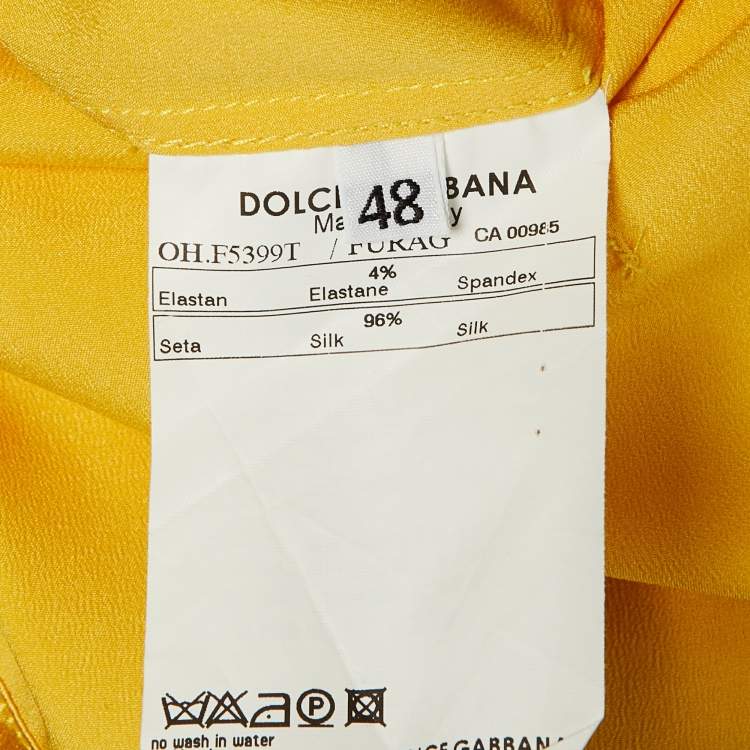 Pre Owned Dolce & Gabbana Yellow Silk Button Down Blouse L