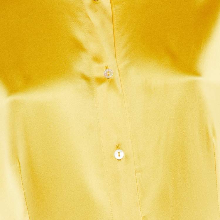 Pre Owned Dolce & Gabbana Yellow Silk Button Down Blouse L