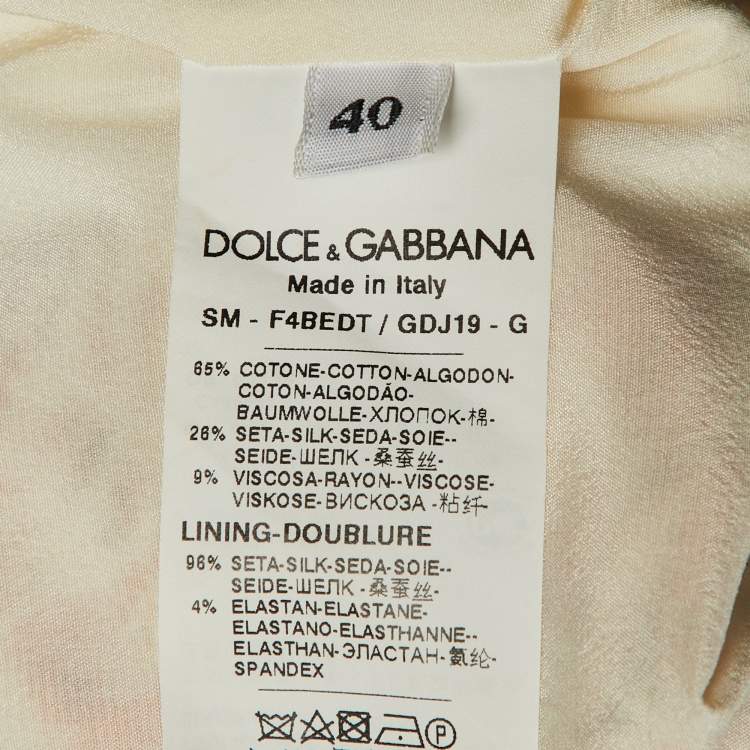 Pre Owned Dolce & Gabbana White Floral Jacquard Cotton & Silk Mini Skirt S