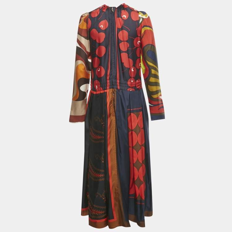 Pre Owned Dolce & Gabbana Multicolor Printed Silk Midi Dress S