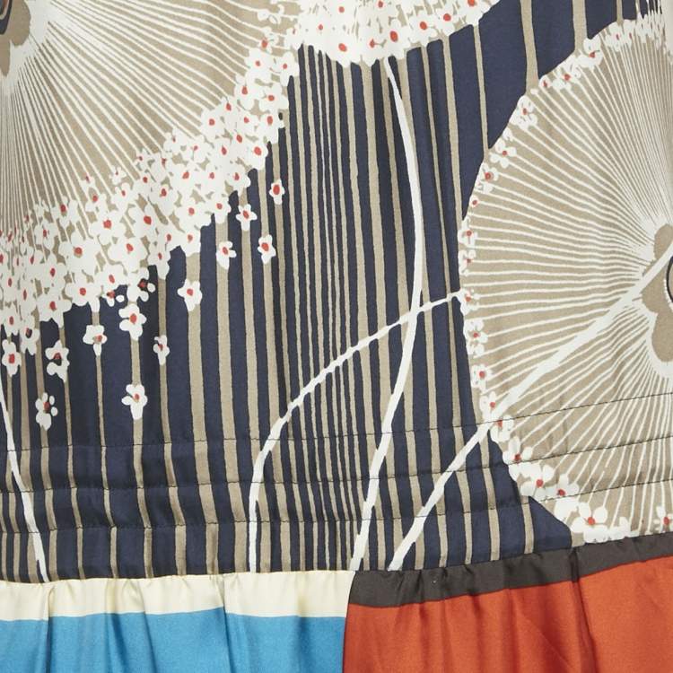 Pre Owned Dolce & Gabbana Multicolor Printed Silk Midi Dress S