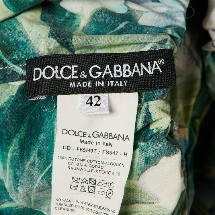 Pre Owned Dolce & Gabbana Green Hydrangea Print Cotton Midi Dress M