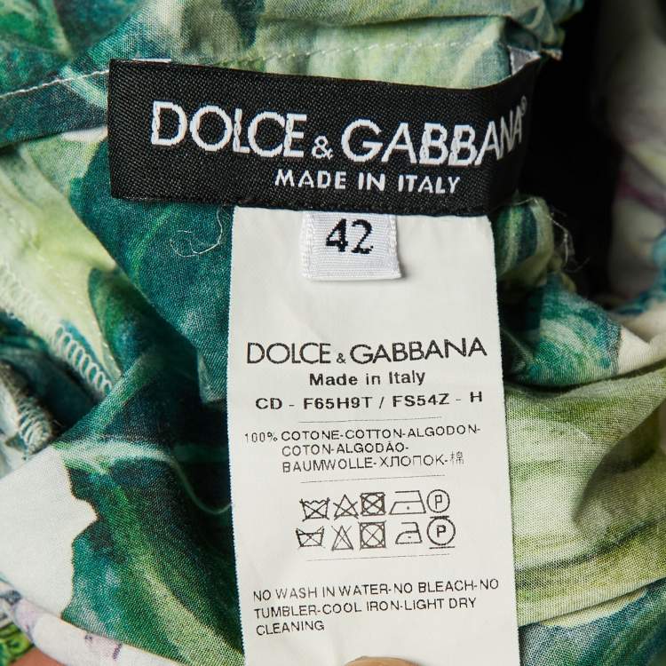 Pre Owned Dolce & Gabbana Green Hydrangea Print Cotton Midi Dress M