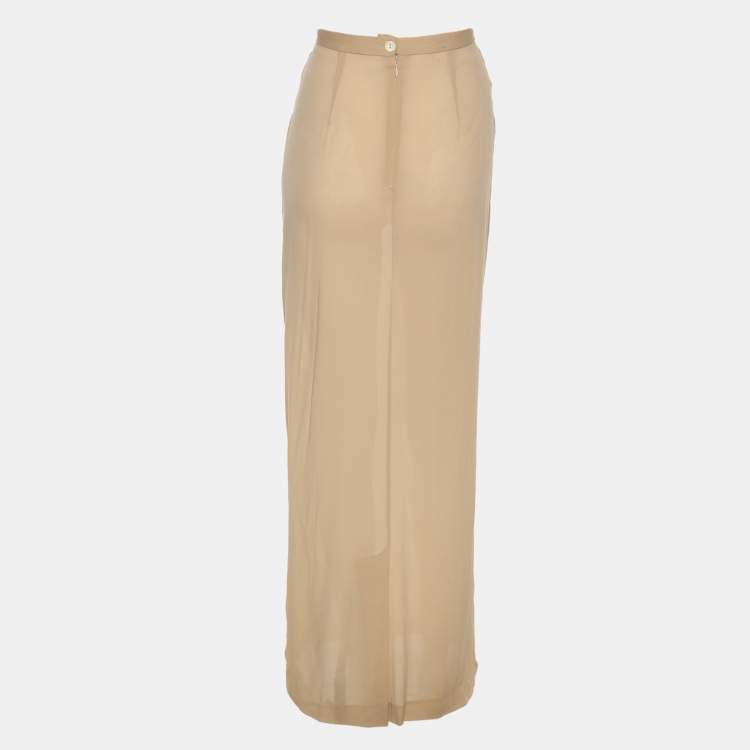 Pre Owned Dolce & Gabbana Beige Chiffon Maxi Skirt M