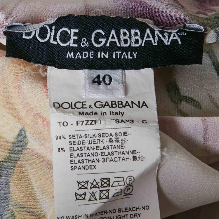 Pre Owned Dolce & Gabbana White Floral Print Silk Sleeveless Top S 