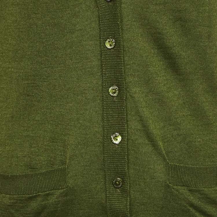 Pre Owned Dolce & Gabbana Olive Green Wool Blend Cardigan M