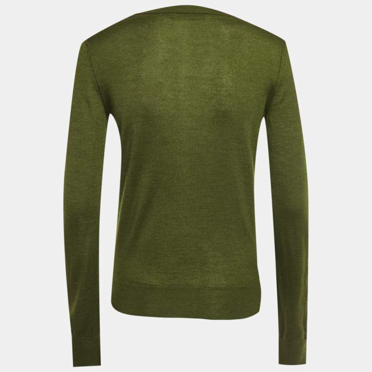 Pre Owned Dolce & Gabbana Olive Green Wool Blend Cardigan M