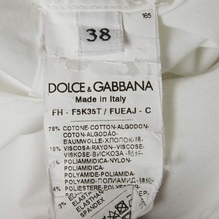 Pre Owned Dolce & Gabbana White Lace Trim Cotton Long Sleeve Shirt S