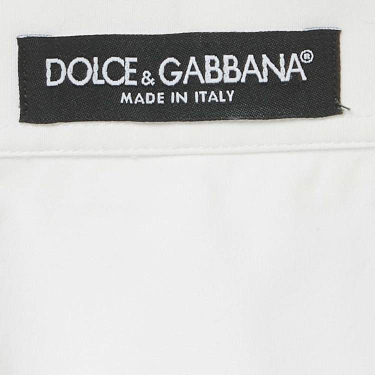 Pre Owned Dolce & Gabbana White Lace Trim Cotton Long Sleeve Shirt S