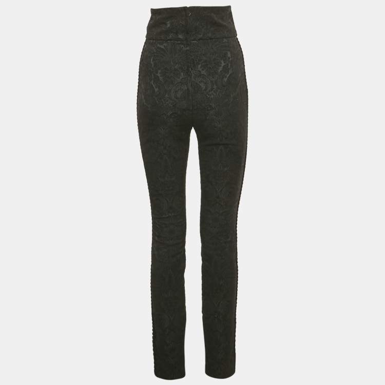 مملوكة مسبقًا Dolce & Gabbana Black Side Trim Jacquard Trousers M