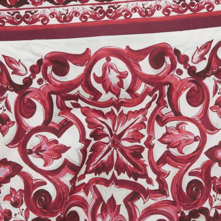 Pre Owned Dolce & Gabbana Pink Majolica Print Poplin Balloon Shorts S