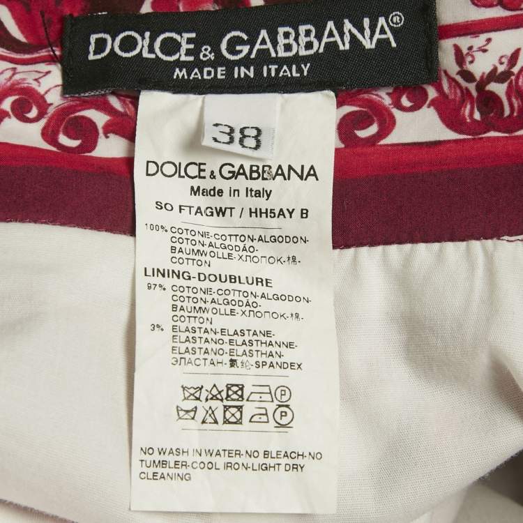 Pre Owned Dolce & Gabbana Pink Majolica Print Poplin Balloon Shorts S