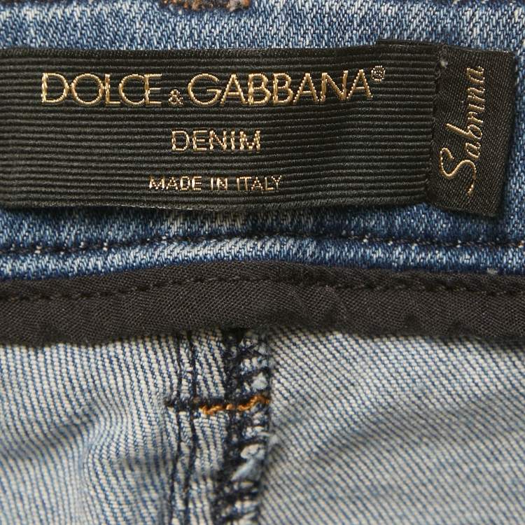 Pre Owned Dolce & Gabbana Blue Washed Denim Capri S/Waist 24"