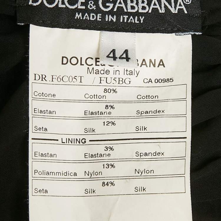 Pre Owned Dolce & Gabbana Black Cotton Belt Detail Flared Midi Dress M