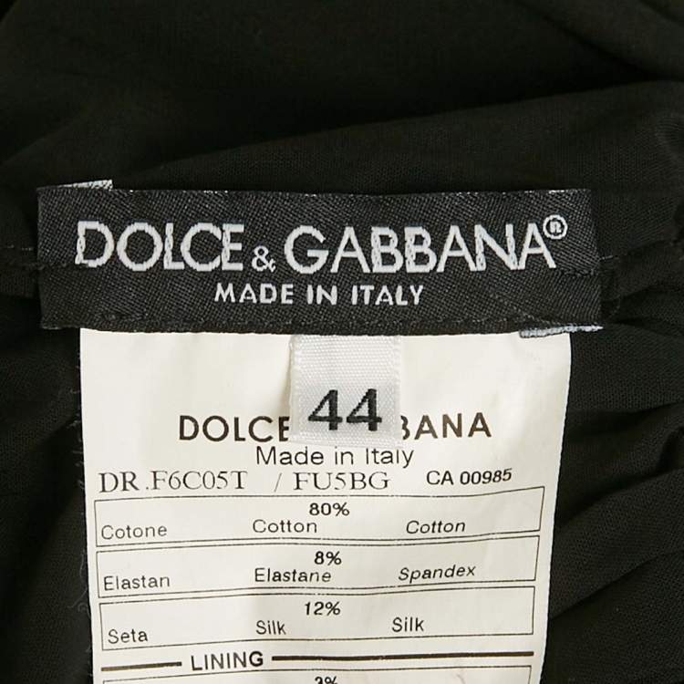 Pre Owned Dolce & Gabbana Black Cotton Belt Detail Flared Midi Dress M