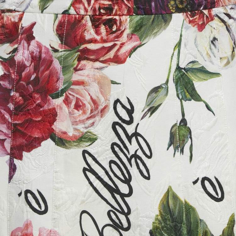 Pre Owned Dolce & Gabbana Multicolor Floral Print Jacquard Pleated Mini Skirt S