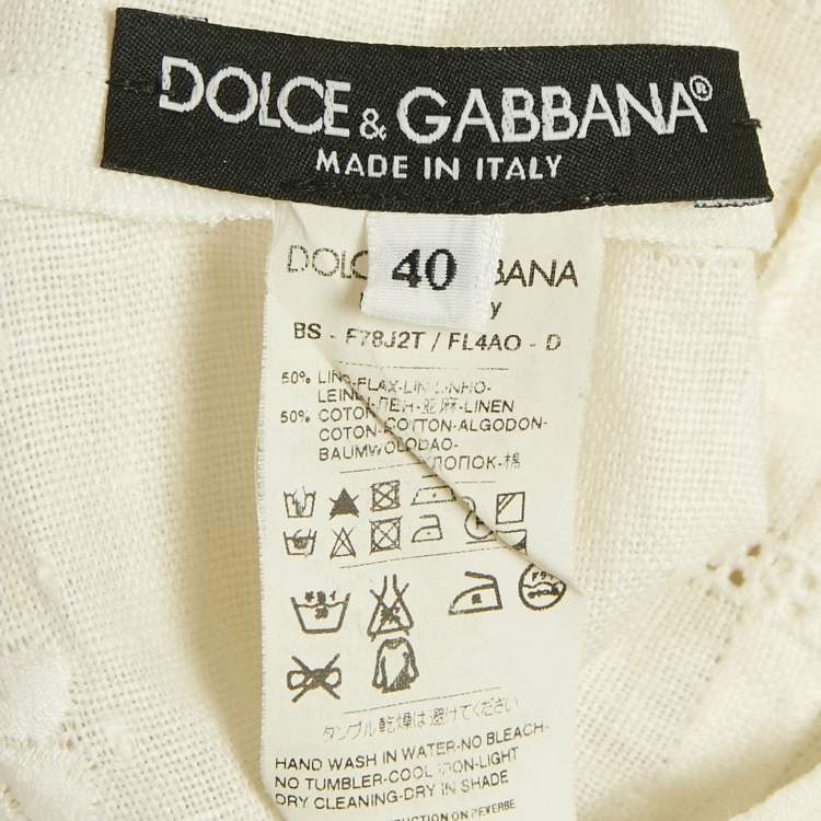 Pre Owned Dolce & Gabbana White Embroidered Linin Blend Lace-Up Corset S