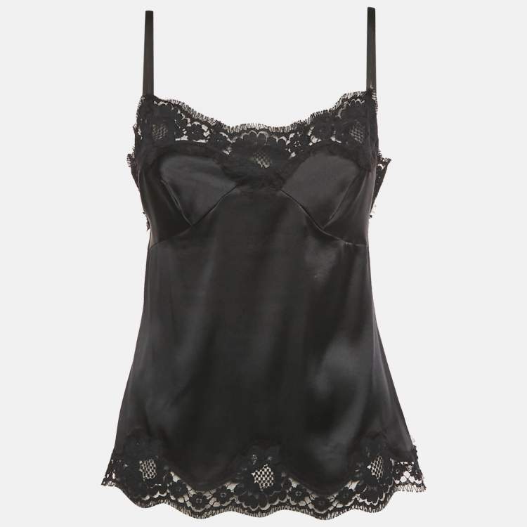 Pre Owned Dolce & Gabbana Black Lace Sleeveless Top S
