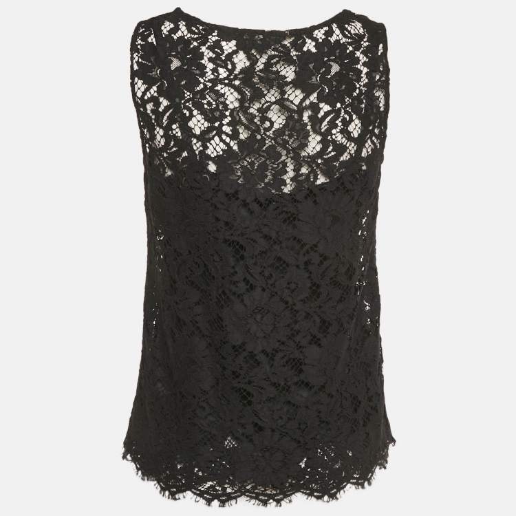 Pre Owned Dolce & Gabbana Black Lace Sleeveless Top S