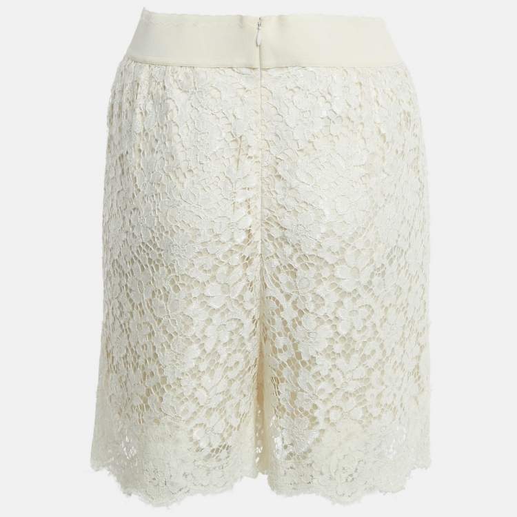 Pre Owned Dolce & Gabbana White Lace Shorts S